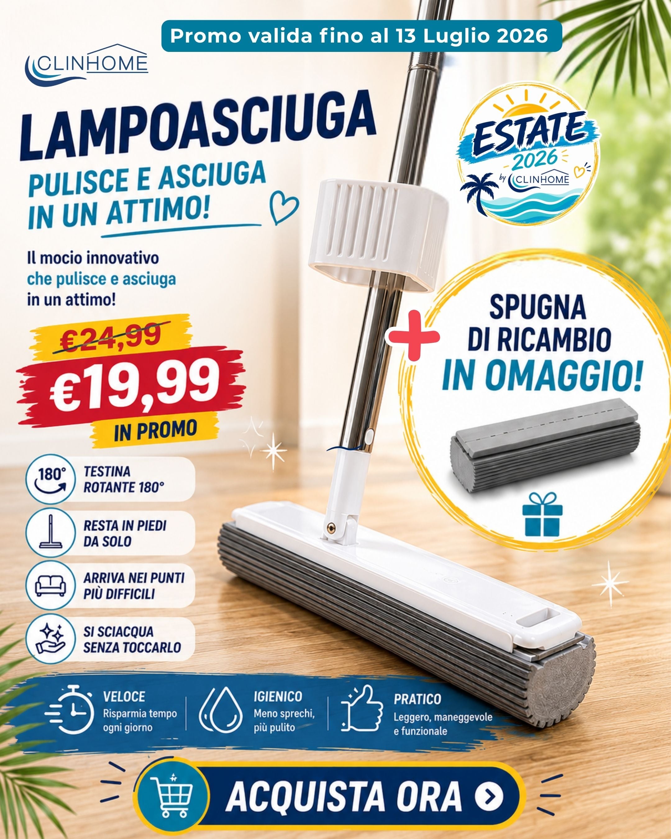 Lampoasciuga – Il Mocio Innovativo che Lava e Asciuga in un Attimo ✨