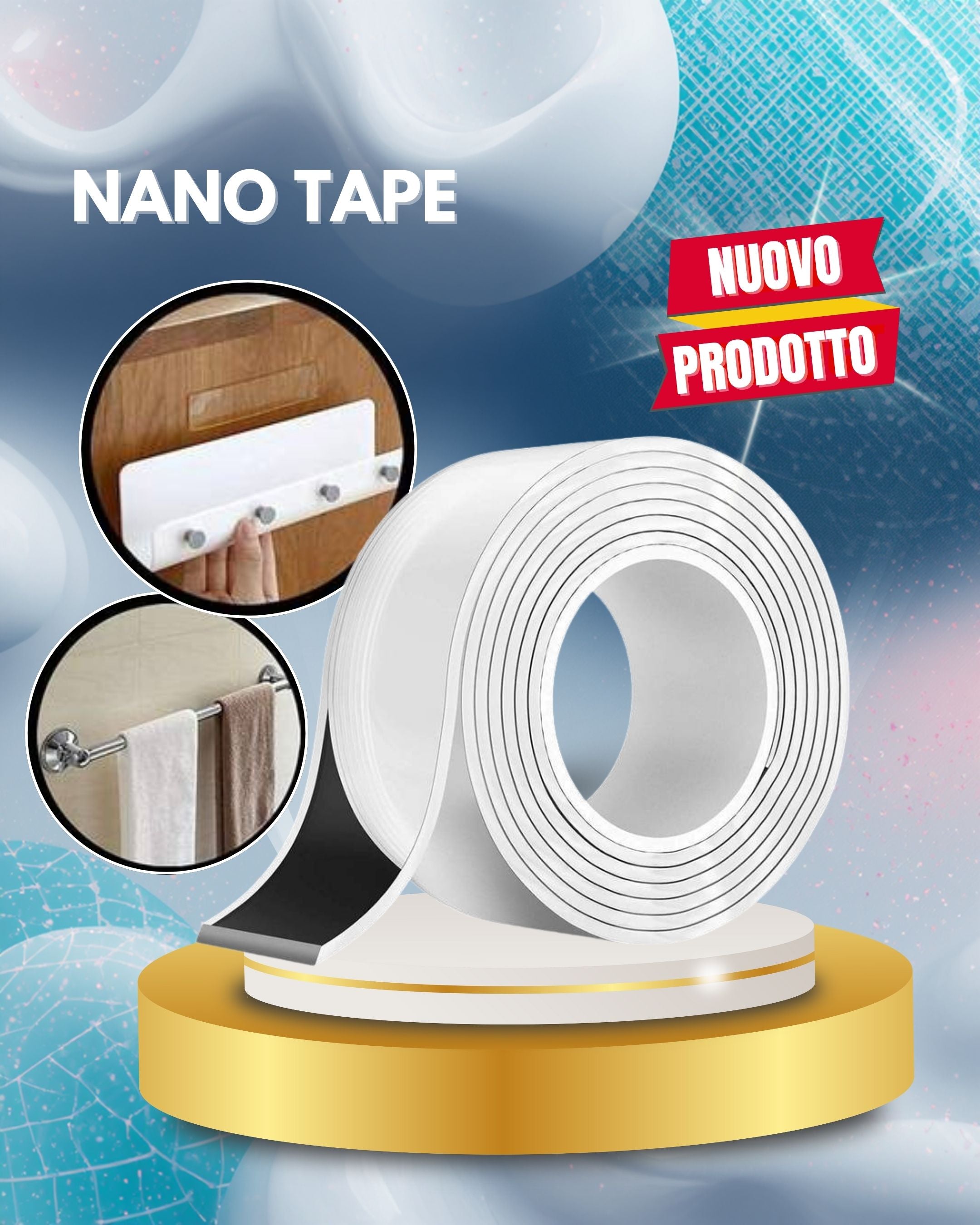 Nano Tape -Nastro Biadesivo Super Aderente e Riutilizzabile