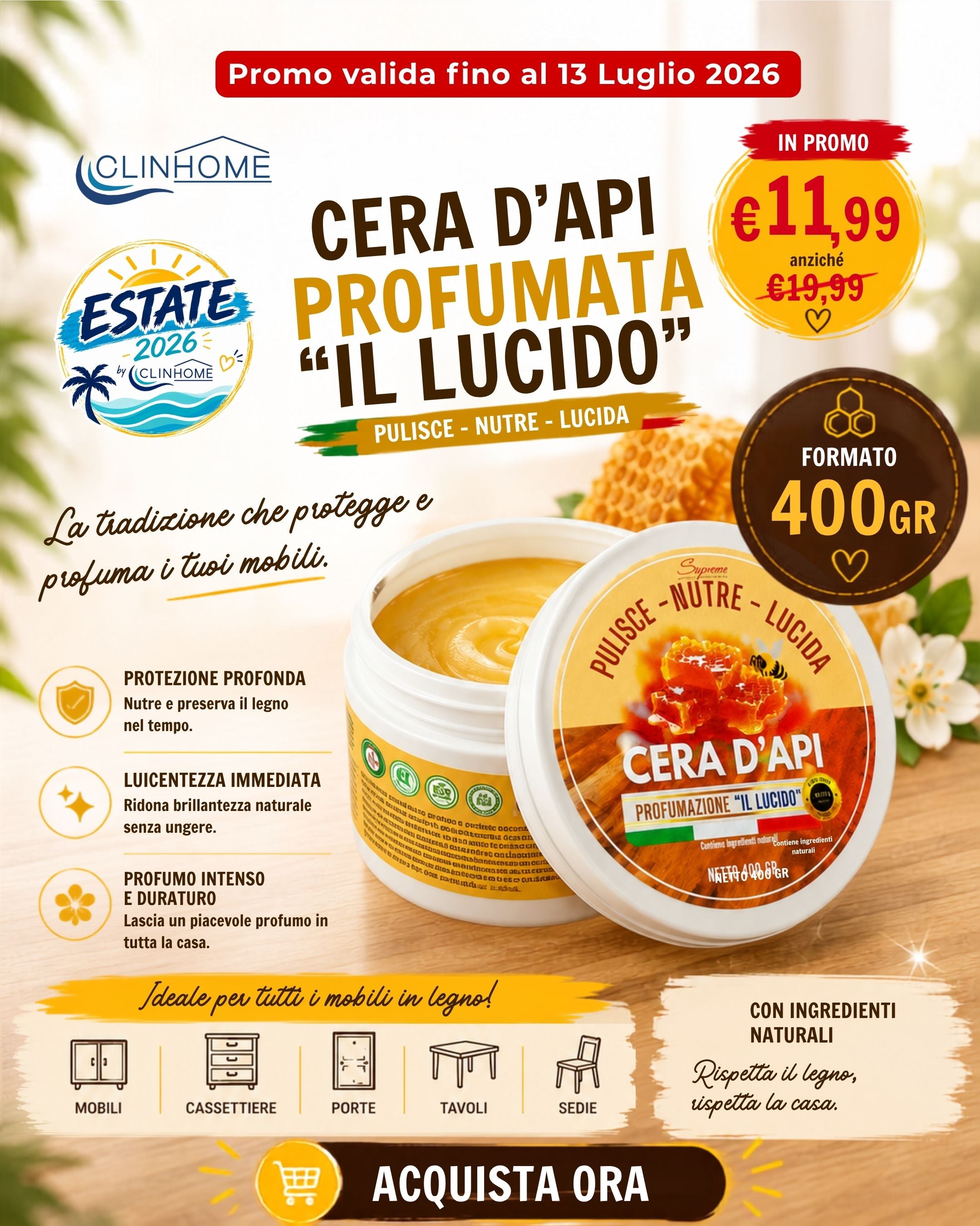 Cera d’Api PROFUMATA “Il Lucido” – Formato XL 400 ml
