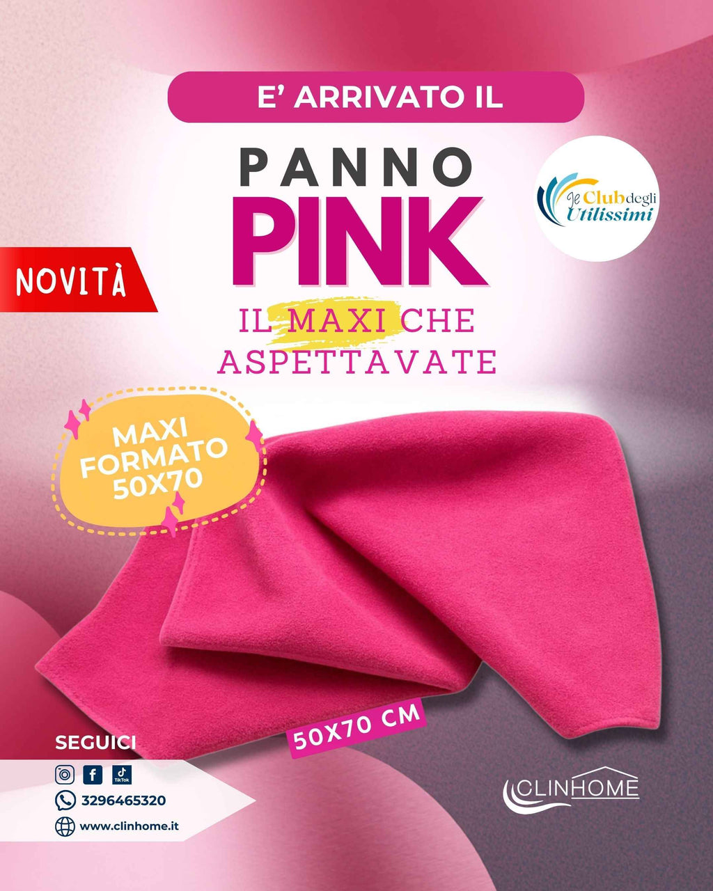 Panno Pink 🩷 50×70 – Maxi formato in microfibra