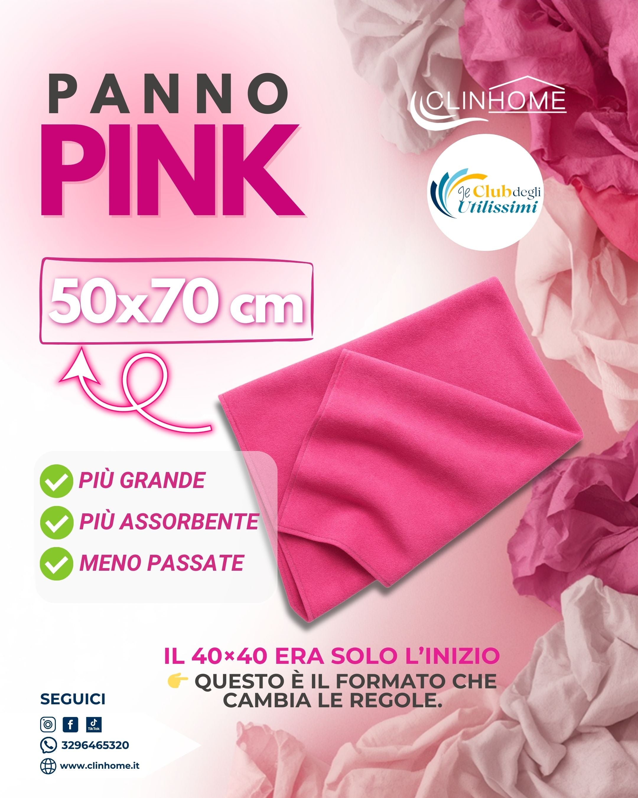 Panno Pink 🩷 50×70 – Maxi formato in microfibra