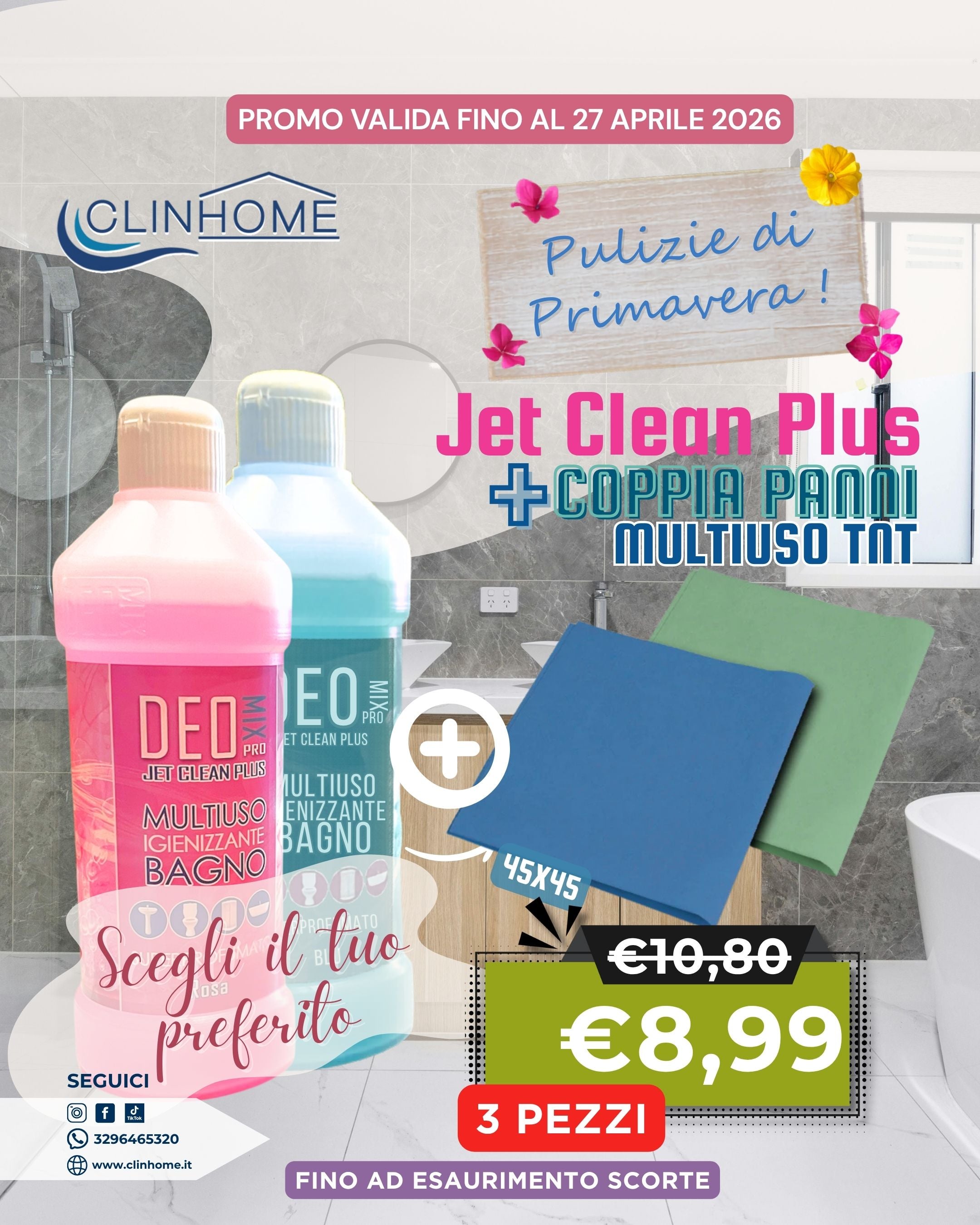 KIT Bagno JET - 🧽 JET CLEAN + 2 PANNI MULTIUSO