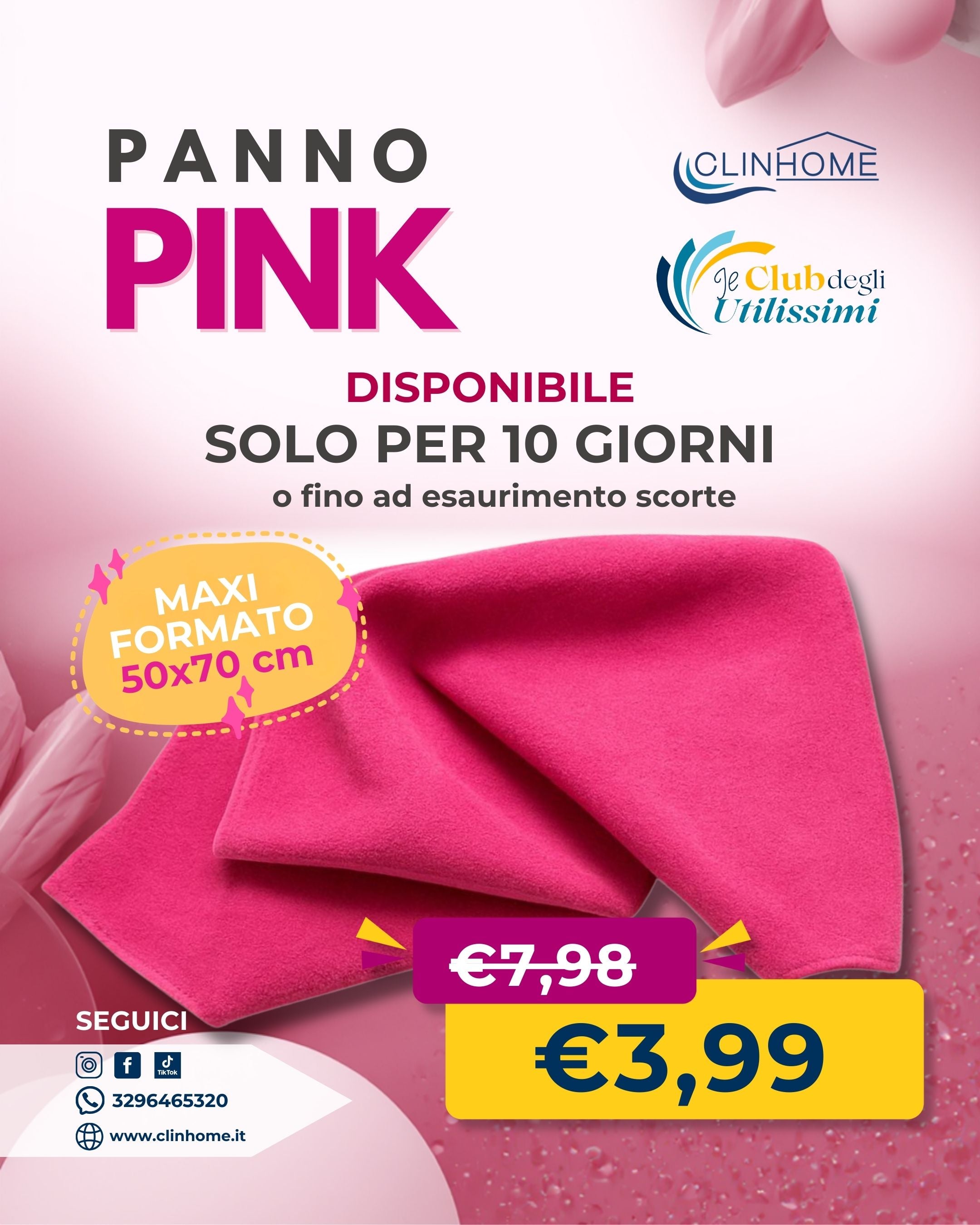 Panno Pink 🩷 50×70 – Maxi formato in microfibra