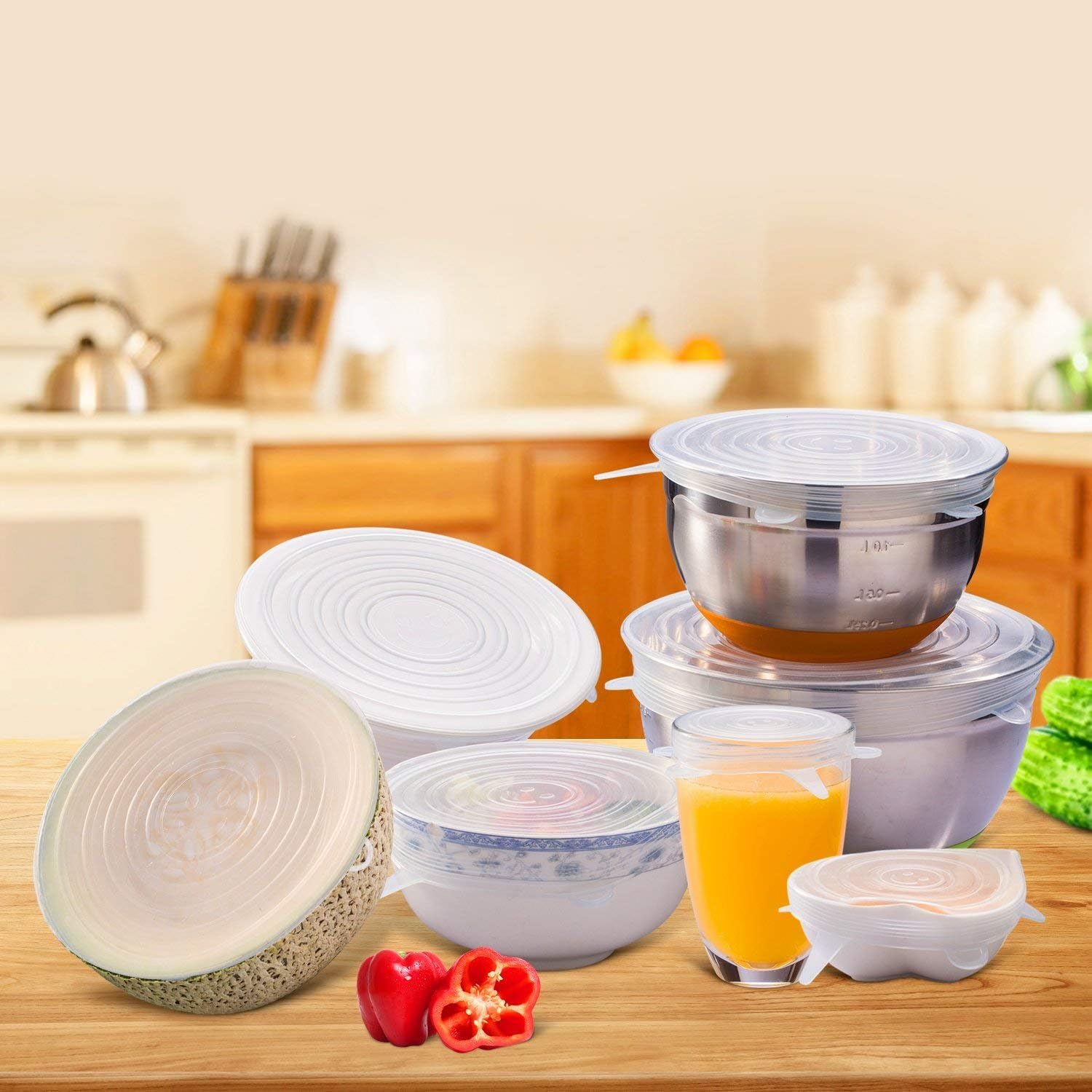 Set 6 Coperchi in Silicone Trasparenti