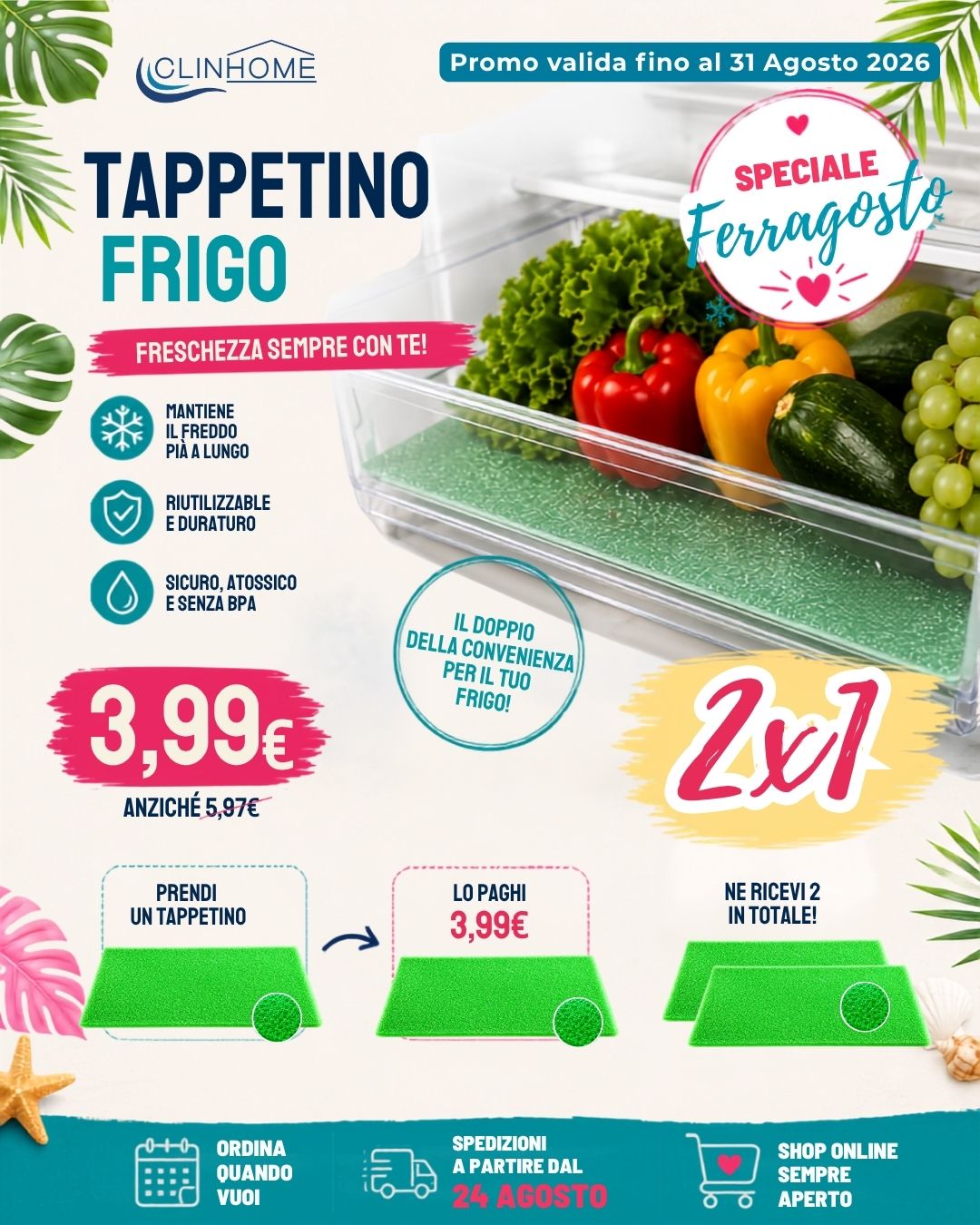 Tappetino Frigo Salva Freschezza 45×30 cm