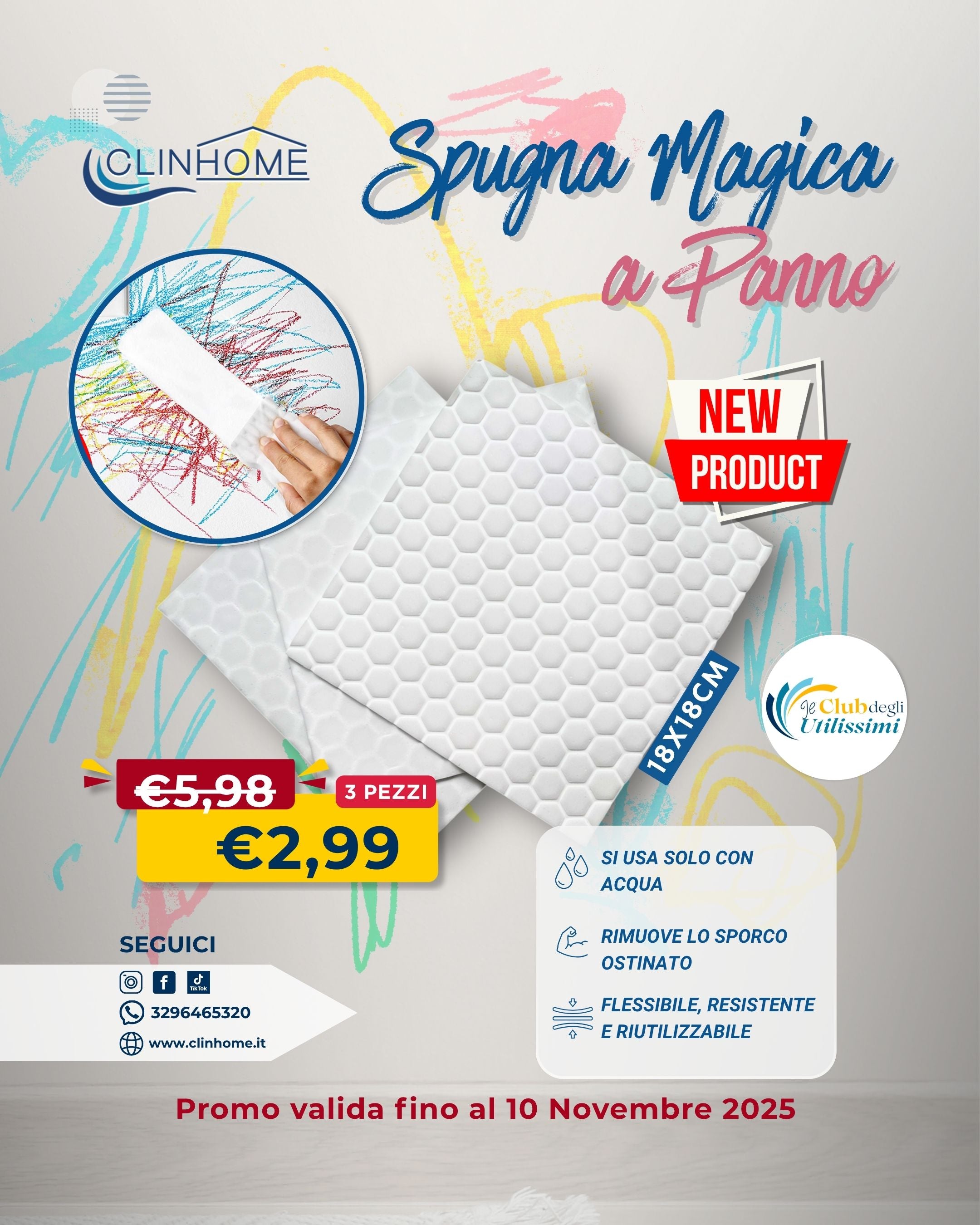 Spugna Magica  a Panno (Confezione da 3 pezzi)