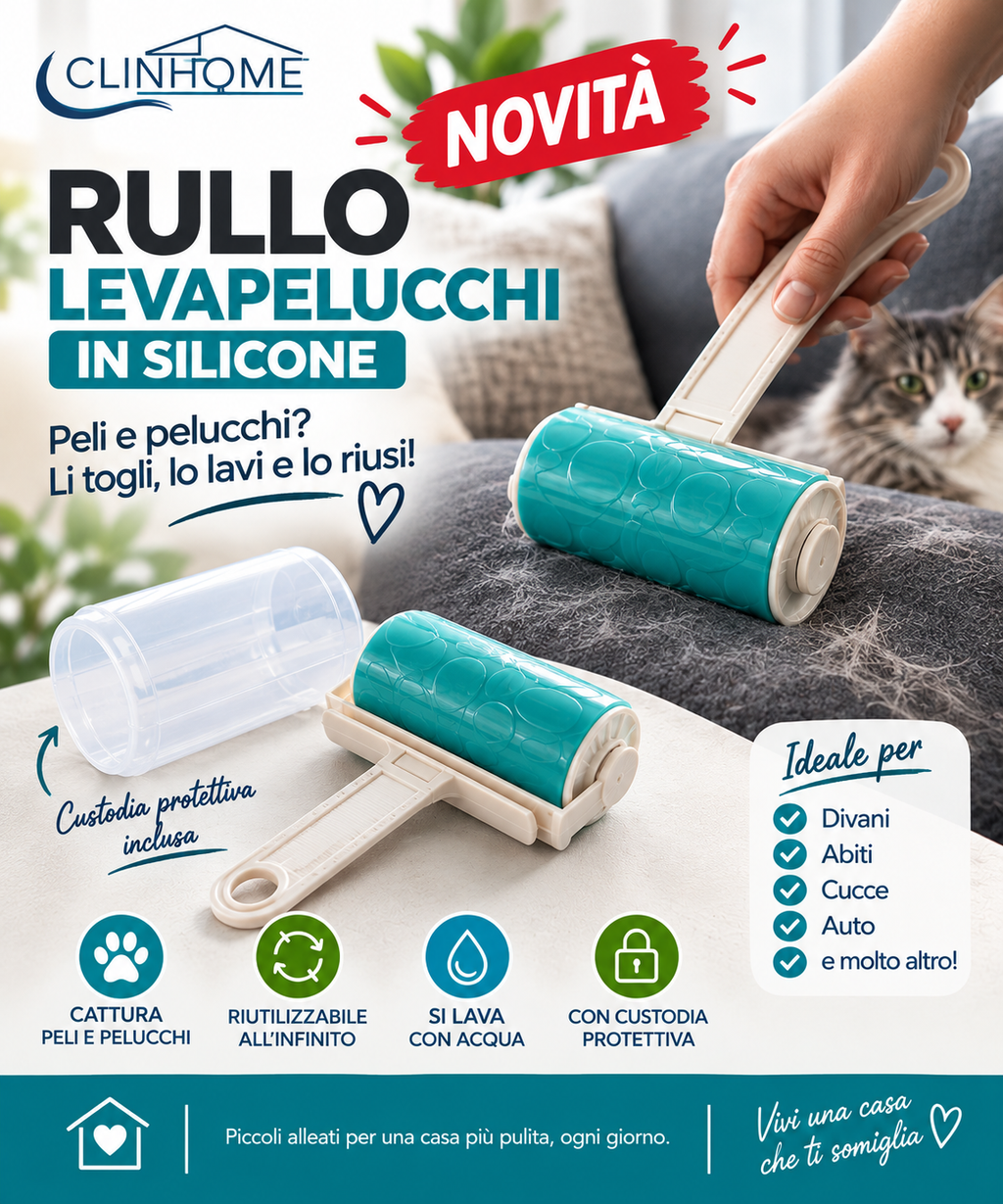 Rullo Levapelucchi in Silicone Lavabile e Riutilizzabile
