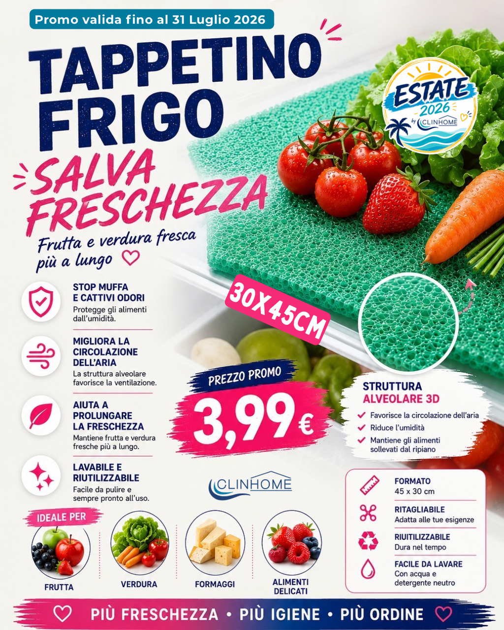 Tappetino Frigo Salva Freschezza 45×30 cm