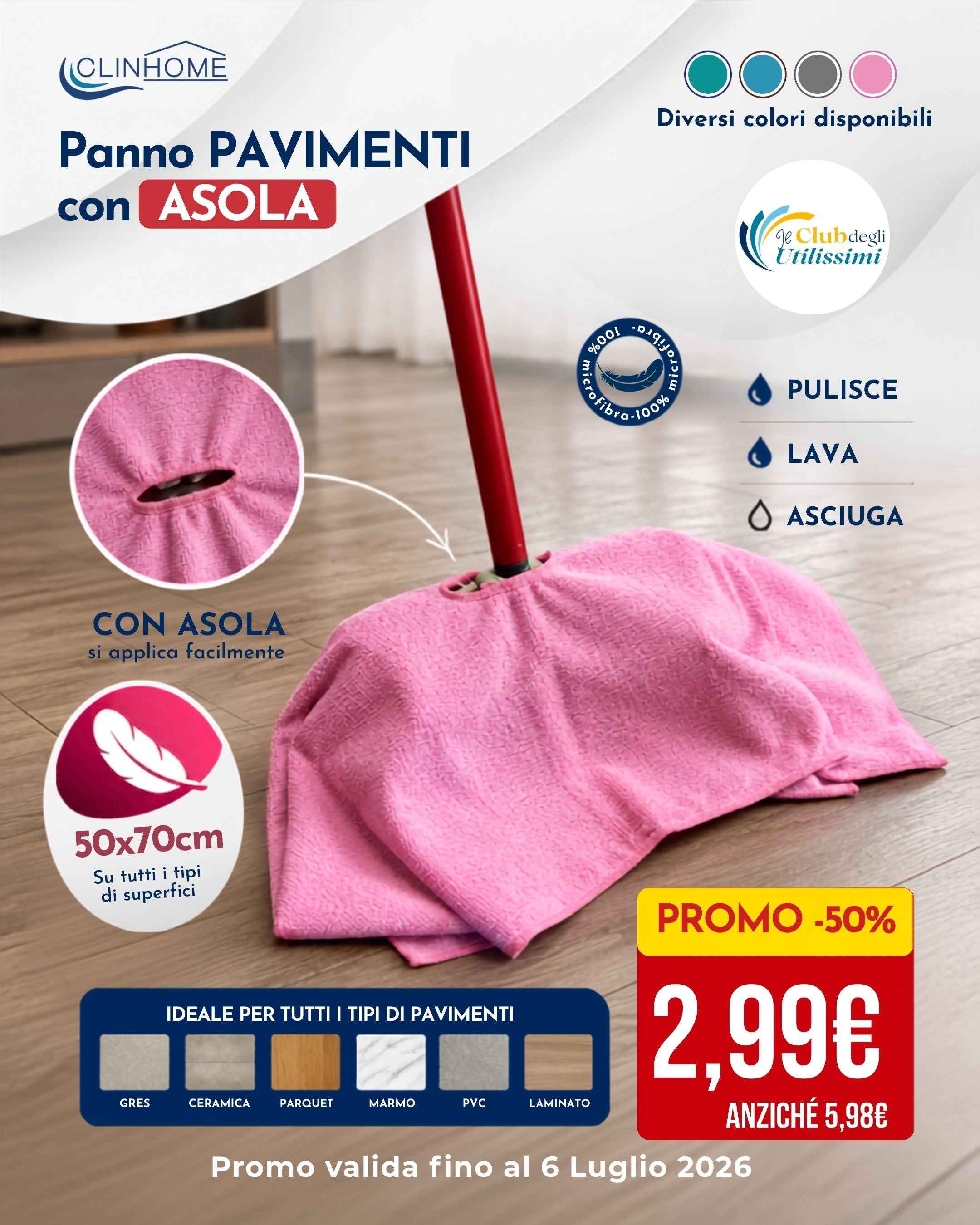 Panno Pavimenti con Asola 50x70 cm