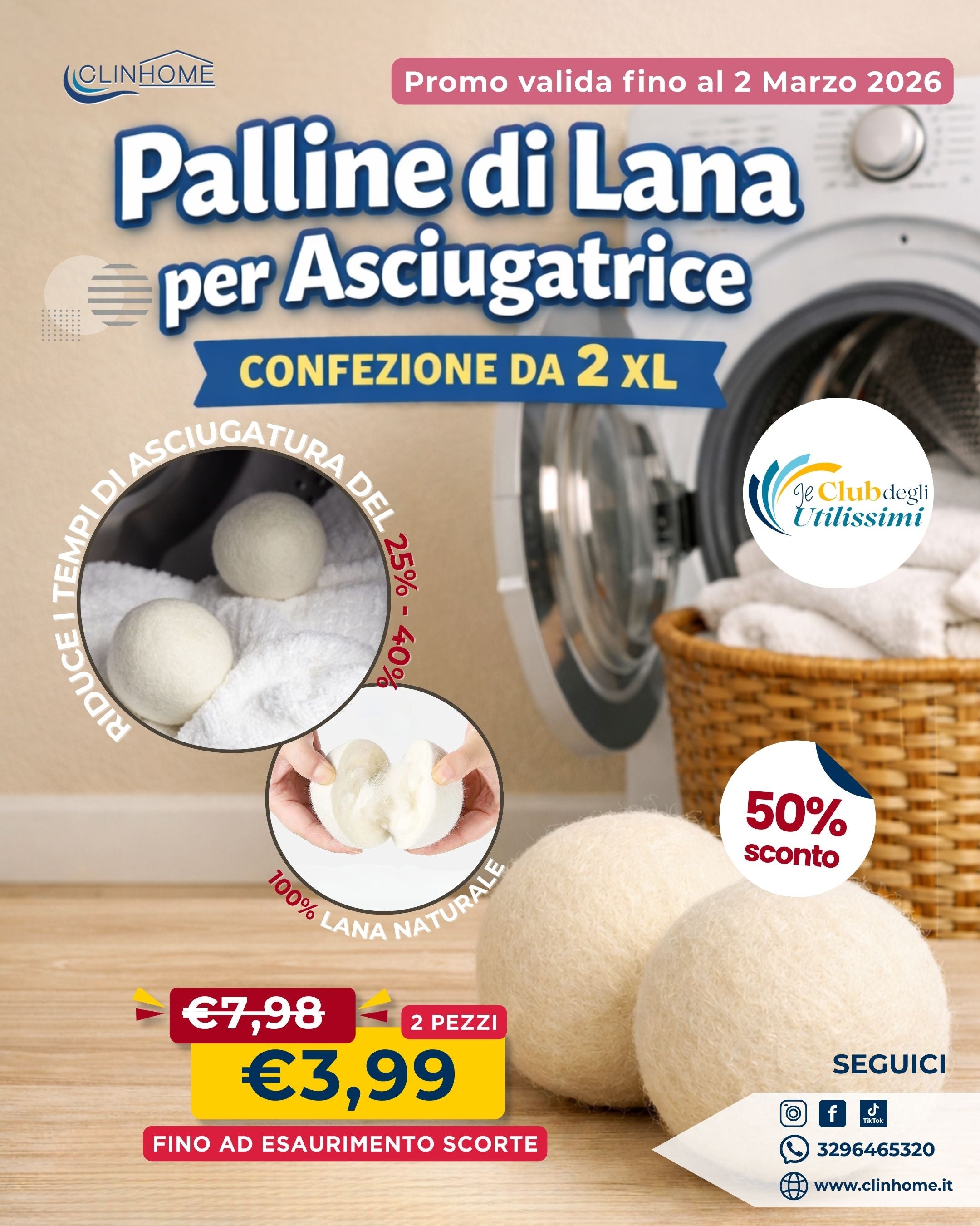 Palline di Lana per Asciugatrice XL – Confezione da 2